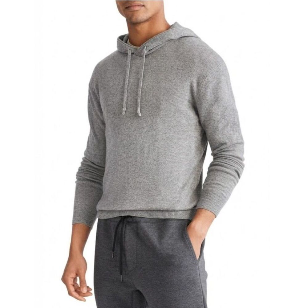 Ralph Lauren Washable Cashmere Knit Hoodie Sweater Mens Gray Quiet Luxury XL